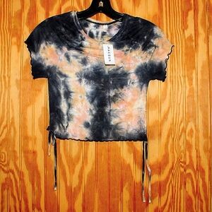 NWT Pacsun Tie-Dye Lettuce Hem Crop Top – Size XS – Stretchy Rayon Blend